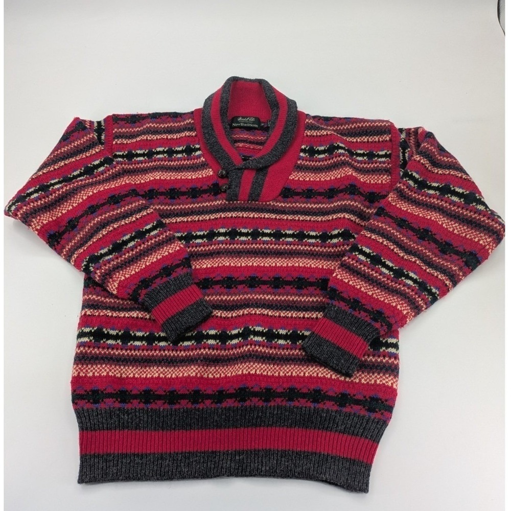 VTG Marshall Field Store For Men New Traditions Wool Sweater Medium‎ Nordic 90s
